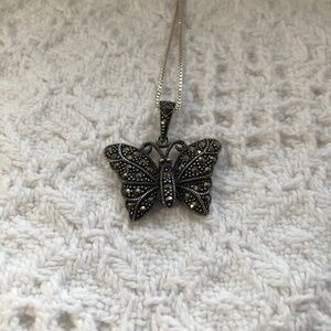 Vintage marcasite butterfly necklace